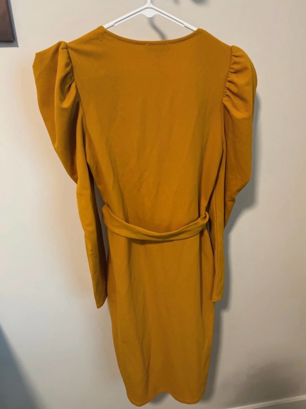 Fashion Nova Mustard Yellow Long Sleeve Wrap Dress. Knee length. large. W/Tags. - Picture 6 of 7